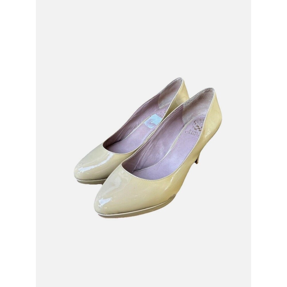 Vince Camuto Savilla Patent Leather Platform Pumps Nude Beige Heels Size 8.5